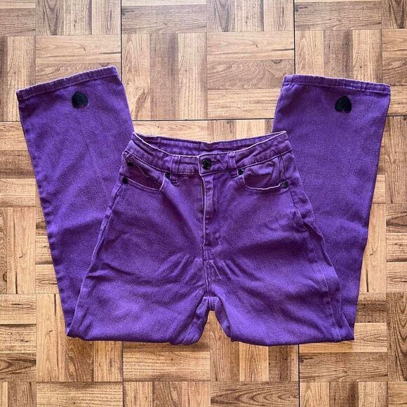 Lazy Oaf Purple Heart Denim Kick Flare high waisted trousers - Picture 3 of 6